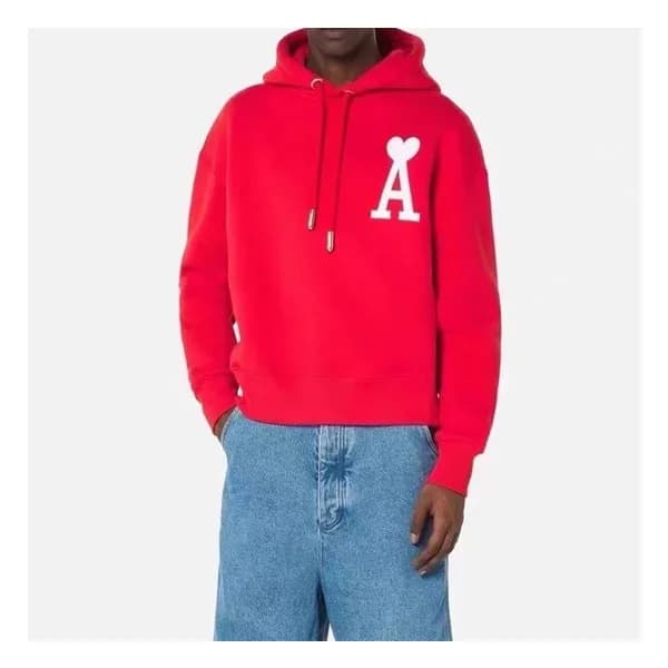 아미 남성 캐쥬얼 레드 후드티 - Mens Red Hoodie - ami0301x - 1