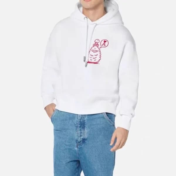 아미 남성 캐쥬얼 화이트 후드티 - Mens White Hoodie - ami0302x - 1