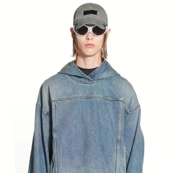 발렌시아가 남성 캐쥬얼 블루 후드티 - Balenciaga Mens Blue Hoodie … - 1