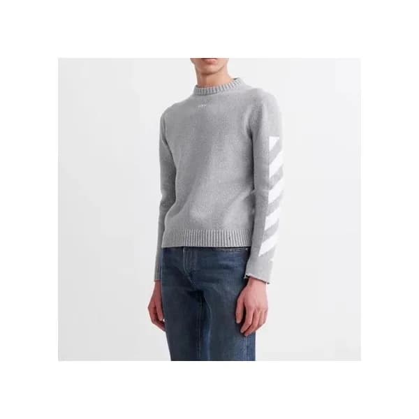 오프화이트 남성 시그니처 그레이 니트 - Off-white Mens Gray Knits -… - 1