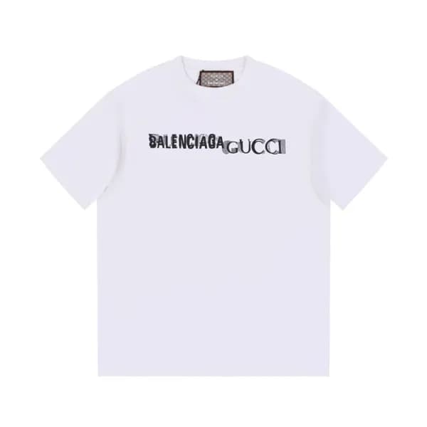 발렌시아가 남성 크루넥 화이트 반팔티 - Balenciaga Mens White Tshir… - 1