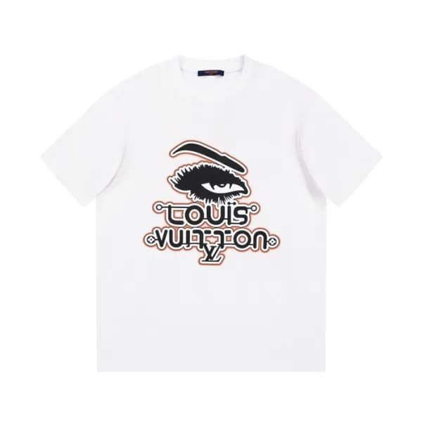 루이비통 남성 화이트 크루넥 반팔티 - Louis vuitton Mens White Sho… - 1