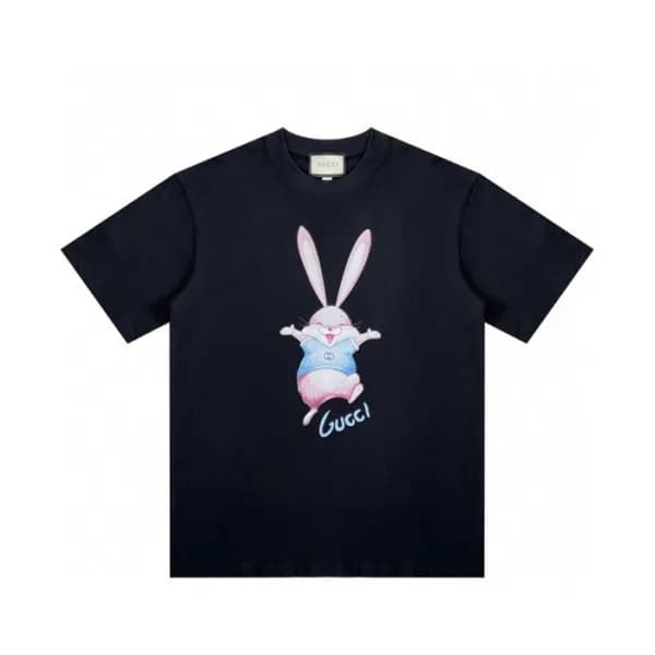 구찌 남/녀 블랙 크루넥 반팔티 - Gucci Unisex Black Short sleev… - 1