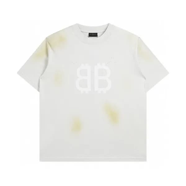 발렌시아가 남성 그레이 크루넥 반팔티 - Balenciaga Mens Gray Short … - 1