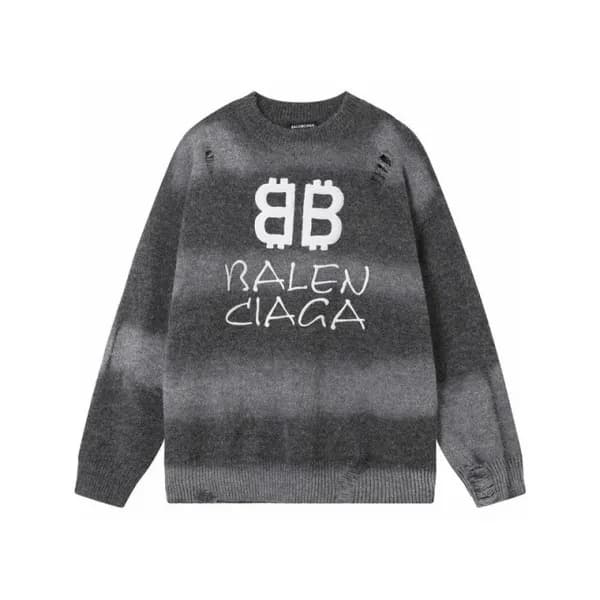 발렌시아가 남성 그레이 크루넥 니트 - Balenciaga Mens Gray Knits -… - 1