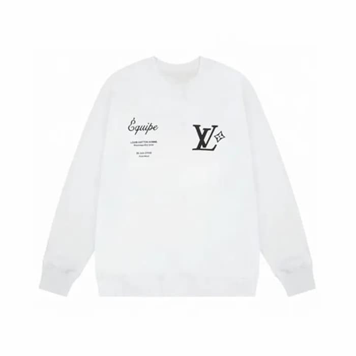 루이비통 남/녀 화이트 맨투맨 - Louis vuitton Unisex White Tshi… - 1