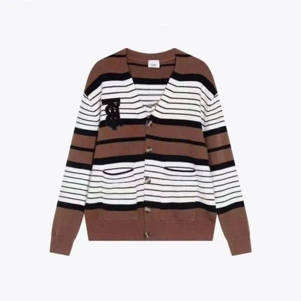 버버리 남성 브라운 브이넥 가디건 - Burberry Mens Brown Cardigan … - 1