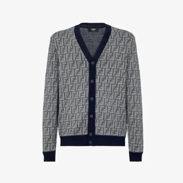 펜디 남성 브이넥 그레이 가디건 - Fendi Mens Gray Cardigan - cl6… - 1