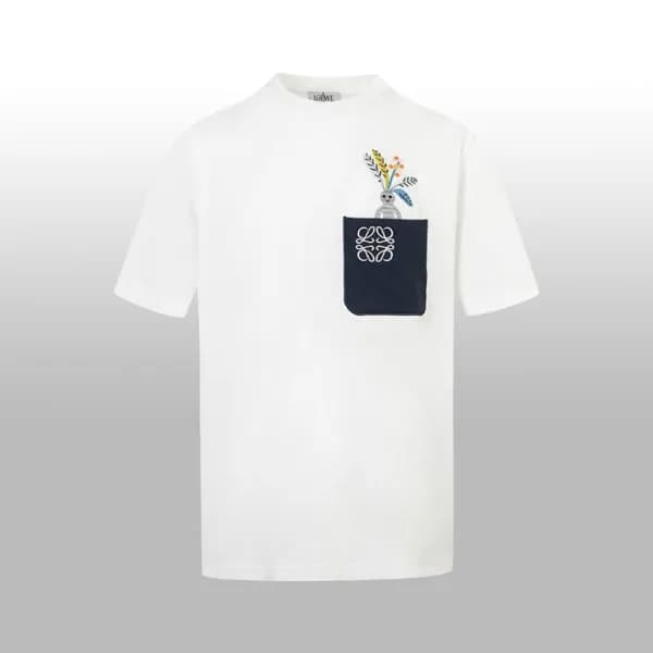로에베 남/녀 화이트 반팔 티셔츠 - Loewe Unisex White Tshirts - … - 1