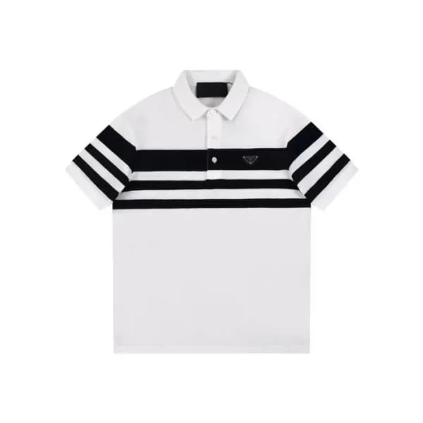 프라다 남성 화이트 반팔 폴로 티셔츠 - Prada Mens White Polo Tshir… - 1
