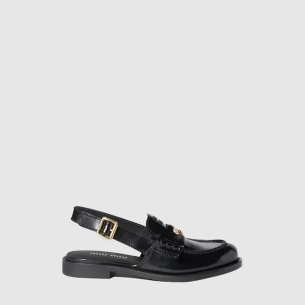 미우미우 여성 브러시드 가죽 슬링백 로퍼 - Miu Miu Womens Brushed Le… - 1