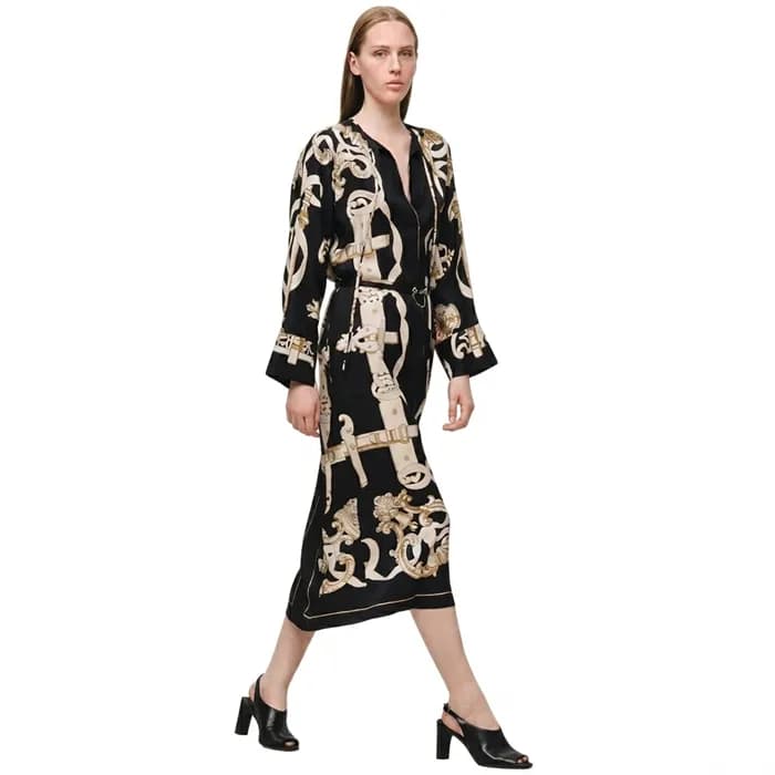 에르메스 여성 페로네리 리믹스 프린트 실크 카프탄 가운 - Hermes Womens Fer… - 1