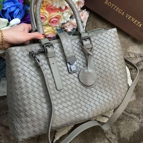 Bottega Veneta Leather Gray Roma Large Tote Should… - 1