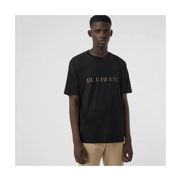 Burberry 2019 Mens Embroidery Logo Cotton Short Sl… - 1