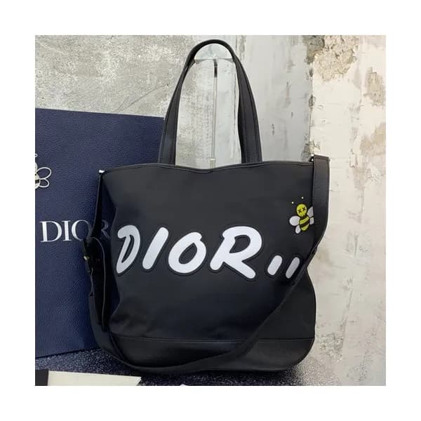 Dior x Kaws 2019 Canvas & Leather Tote Shopper Bag… - 1
