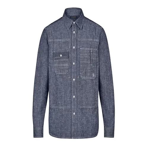 Louis Vuitton 2019 Mens Logo Cotton Denim shirt … - 1