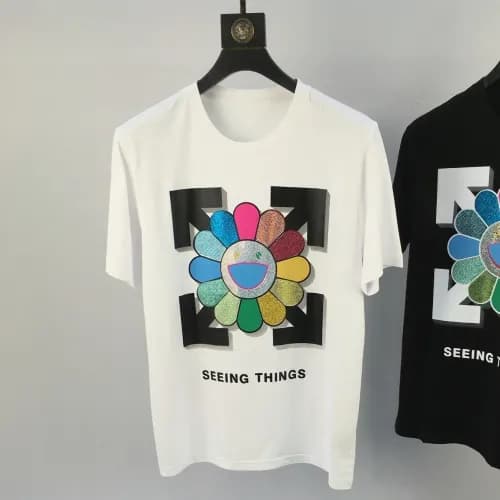 Off-White 2019 Mens Logo Cotton Short Sleeved Tshi… - 1
