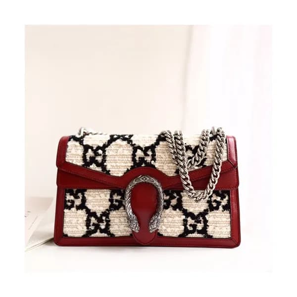 Gucci GG Dionysus Wool & Leather Shoulder Bag ,28C… - 1