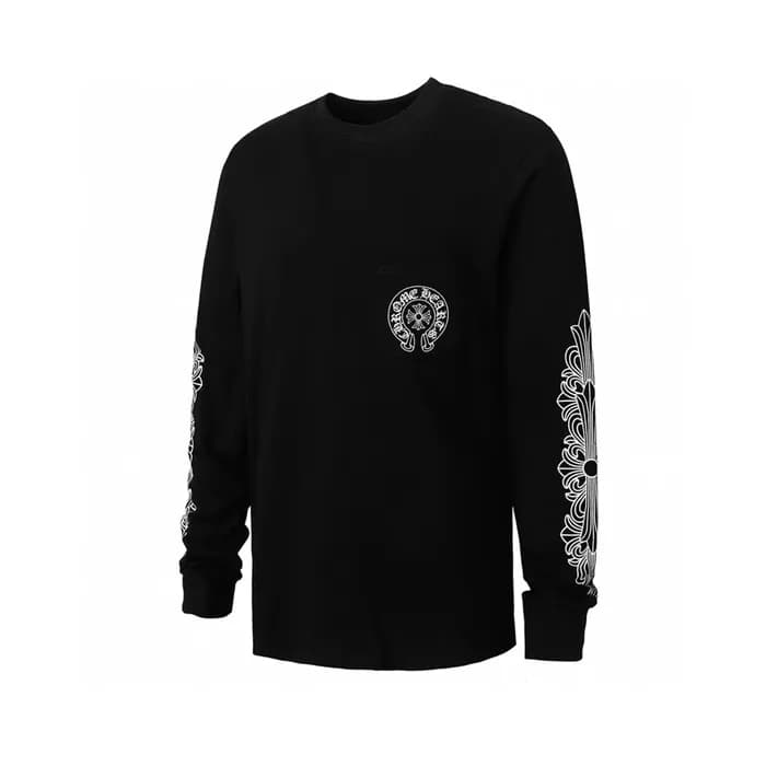 크롬하츠 남성 블랙 긴팔티 - Chrome Hearts Mens Black Tshirts … - 1