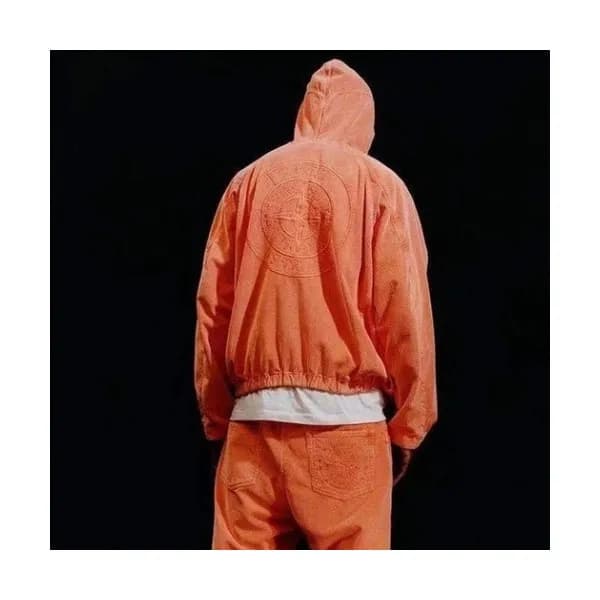 Stone Island Mens Logo Cotton Hoodie Orange - 스톤… - 1