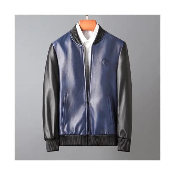 Armani Mens Classic Leather Jackets Navy - 알마니 20… - 1