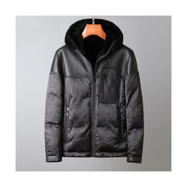 Louis vuitton Mens Logo Leather Jackets Black - 루… - 1