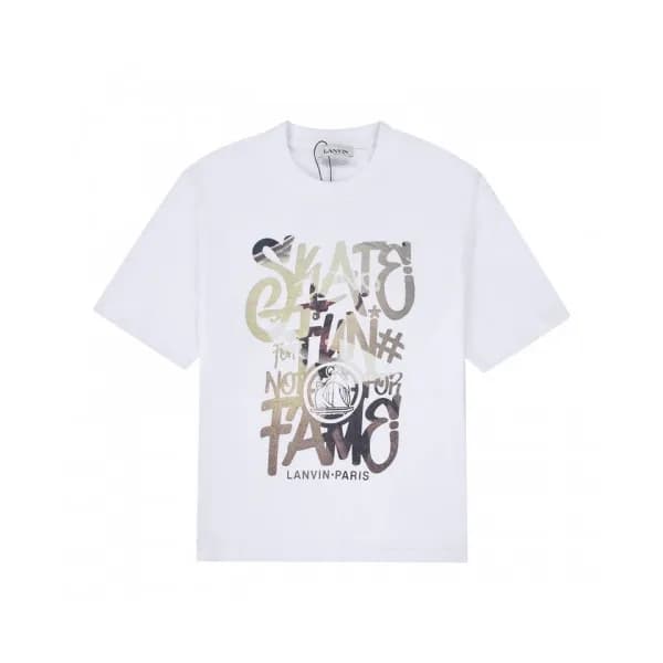 LANVIN Unisex Tshirts White - 랑방 2021 남/녀 로고 반팔티 -… - 1