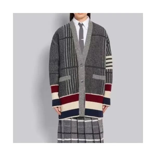 Thom Browne Unisex V-neck Cardigan - 톰브라운 남/녀 스트랩 … - 1
