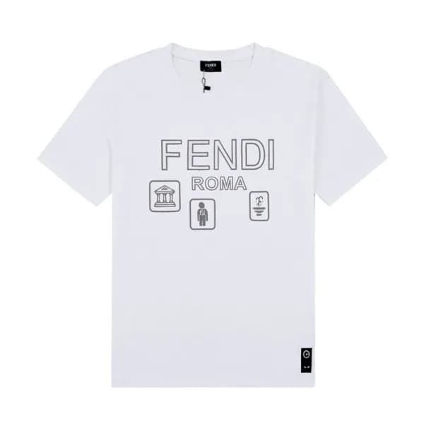 펜디 남성 크루넥 화이트 반팔티 - Mens White Tshirts - fen01144x - 1