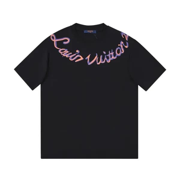 루이비통 남성 크루넥 블랙 반팔티 - Mens Black Tshirts - lou04056… - 1