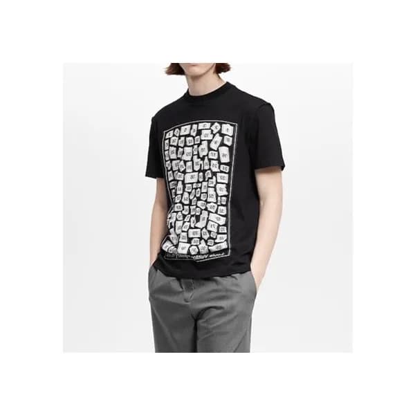 루이비통 남성 크루넥 블랙 반팔티 - Mens Black Tshirts - lou04084… - 1