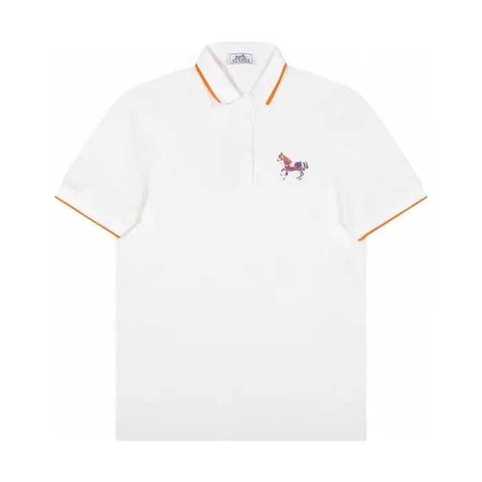 에르메스 남자 화이트 폴로 반팔티 - Mens White Tshirts - her0742x - 1