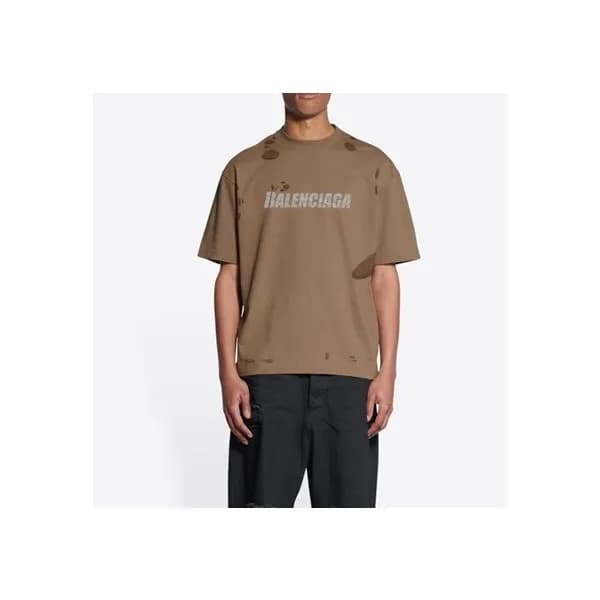 발렌시아가 남성 카멜 크루넥 반팔티 - Mens Camel Tshirts - bal0155… - 1