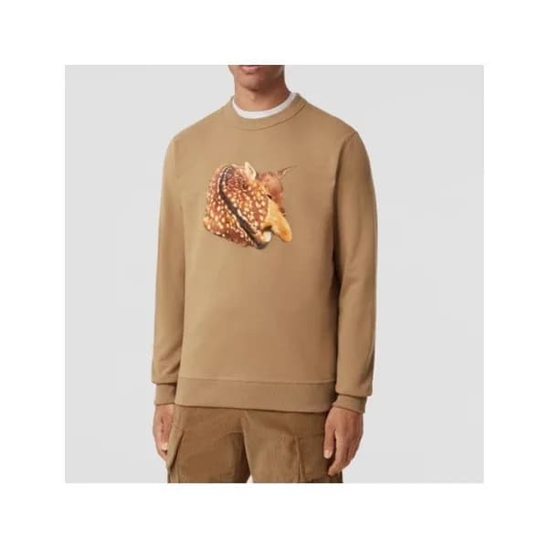 버버리 남성 크루넥 카멜 맨투맨 - Unisex Camel Tshirts - bur0448… - 1