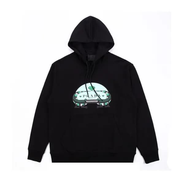 프라다 남성 캐쥬얼 블랙 후드티 - Prada Mens Black Hoodie - pra0… - 1