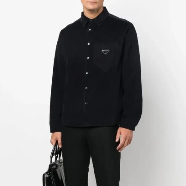 프라다 남성 다운 블랙 셔츠 - Prada Mens Black Tshirts - pr23x - 1