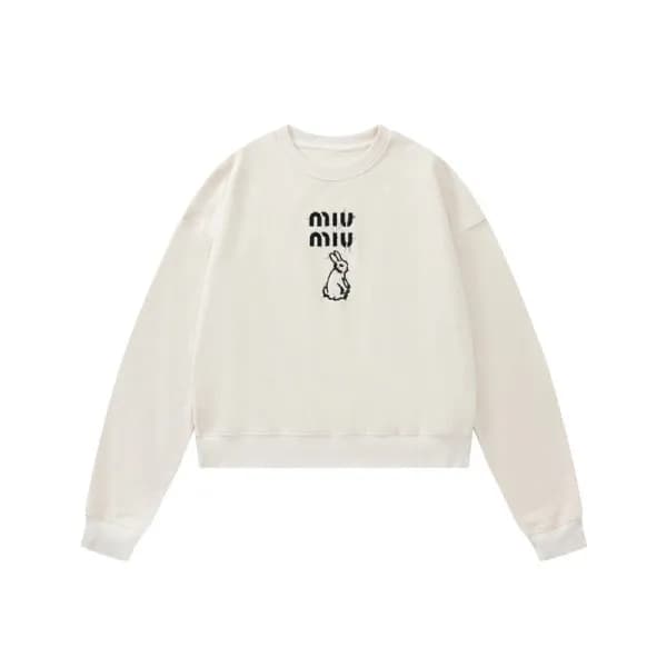 미우미우 여성 화이트 크루넥 니트 - Miumiu Womens White Knits - m… - 1