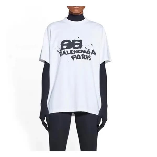 발렌시아가 남/녀 크루넥 화이트 반팔티 - Balenciaga Unisex White Sh… - 1
