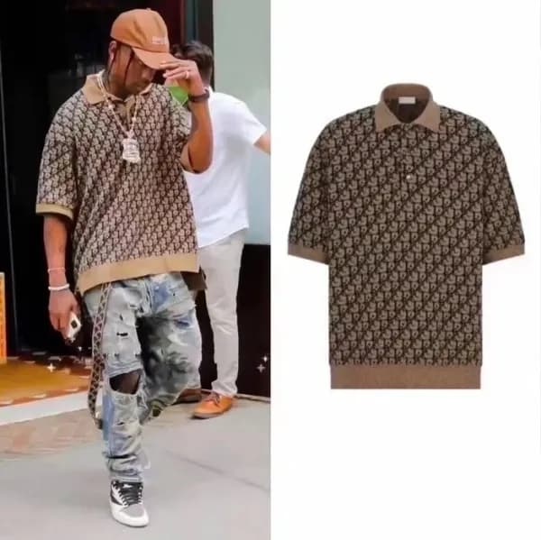 디올 남성 카멜 폴로 반팔 셔츠 - Dior Mens Camel Half sleeved T… - 1
