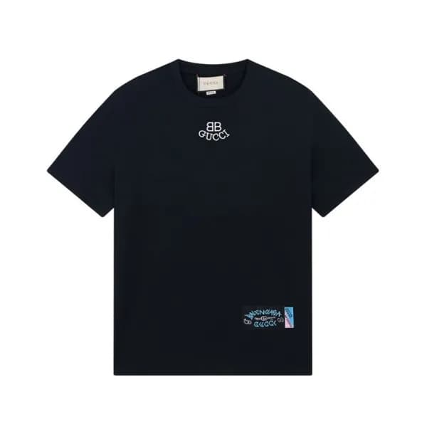 발렌시아가 남성 블랙 크루넥 반팔티 - Balenciaga Mens Black Short … - 1