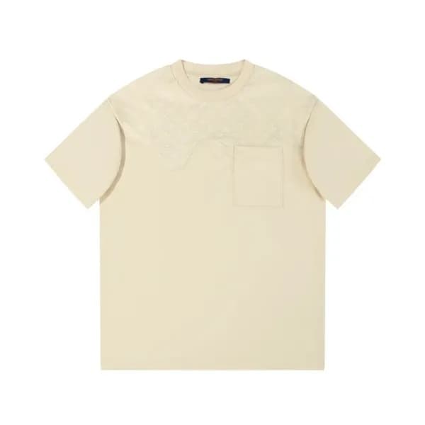 루이비통 남성 크루넥 아이보리 반팔티 - Louis vuitton Mens Ivory Sh… - 1