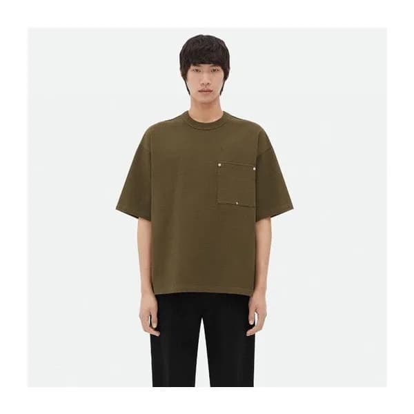 보테가베네타 남성 크루넥 카키 반팔티 - Bottega veneta Mens Khaki T… - 1