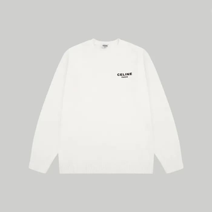 셀린느 남성 크루넥 화이트 니트 - Celine Mens White Knits - ce27… - 1