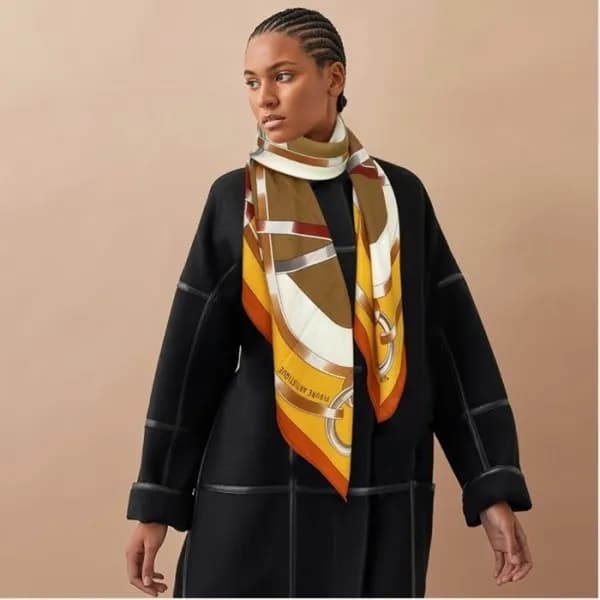 에르메스 여성 오렌지 스카프 - Hermes Womens Orange Scarf - he5… - 1