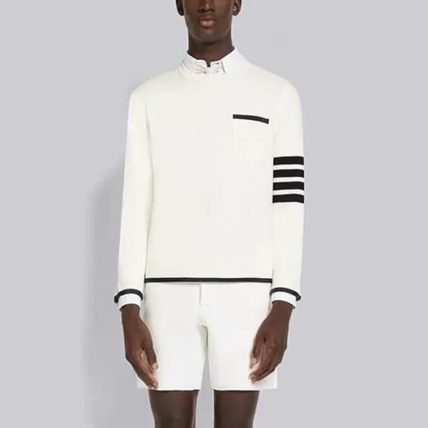 톰브라운 남성 화이트 니트 - Thom Browne Mens White Knits - th… - 1