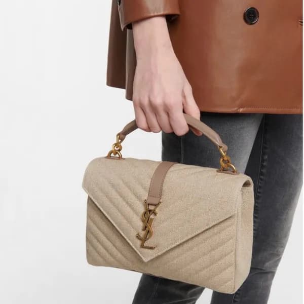 입생로랑 여성 베이지 퀄티드 백 - Saint Laurent Womens Beige Col… - 1