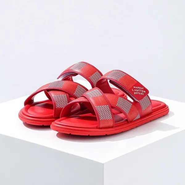루이비통 남성 레드 슬리퍼 - Louis vuitton Mens Red Slippers -… - 1