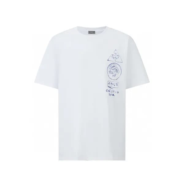 디올 남성 라운드 반팔 티셔츠 - Dior Mens Round Tshirt - dic589… - 1