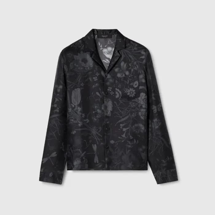 구찌 남성 프린트 실크 트윌 볼링 셔츠 - Gucci Mens Printed Silk T… - 1