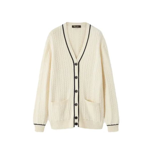 로로피아나 여성 브이넥 가디건 - Loro Piana Womens V-neck Cardigan - lpc17465x